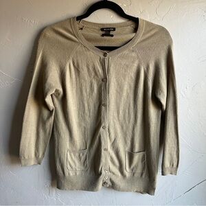 Massimo Dutti Linen Cotton Cardigan Neutral Beige Minimalist Classic Natural M